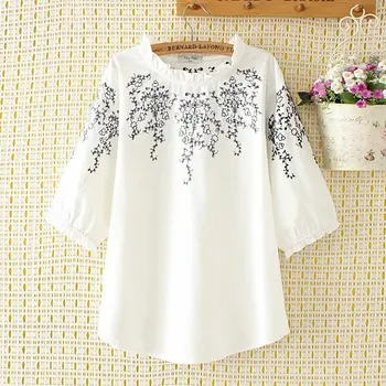 

New 2019 Spring Summer Women T Shirt Oversized Big Plus Size Short Sleeve Ladies Casual O Neck white Embroidery Tee Shirts