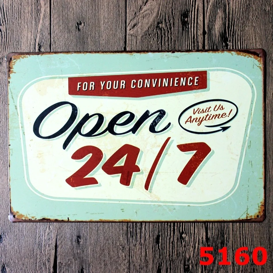 Open 24/7 Shop Store Favor Metal Signs 30*20cm Sign ForBar Pub Hotel - 950x950 - jpeg Vintage Shop Signs