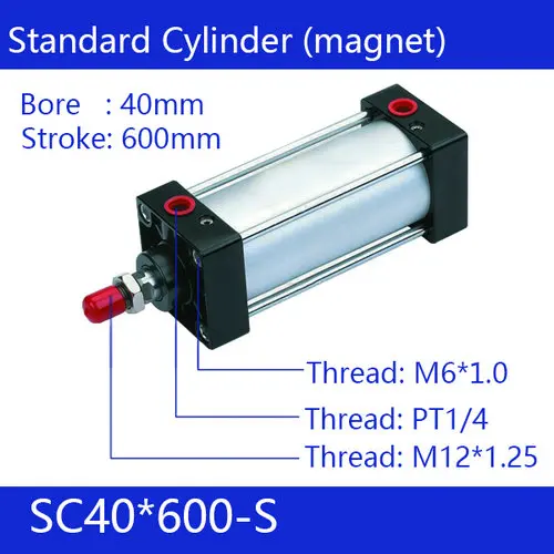 sc40-600mm CE ISO SC40 Воздушные цилиндры магнит клапана диаметр 40 мм Strock 350 мм до 1000 мм ход одношток двойного действия пневматический цилиндр - Цвет: sc40-600mm