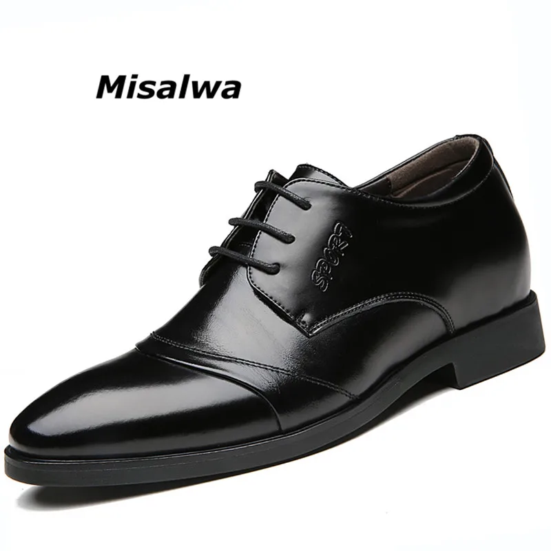 

Misalwa Height Increase Business Men Dress Shoes Leather Brogue Shoes Elevator Shoes Men Formal Shoes Size 37-43 New Arrival