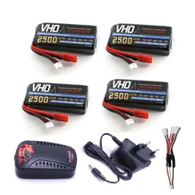 VHO Power Syma X8W RC Drone Lipo Battery 4pcs 2S 7.4v 2500mAh and EU charger For Syma X8C X8W X8G X8HG RC helicopter Spare Parts