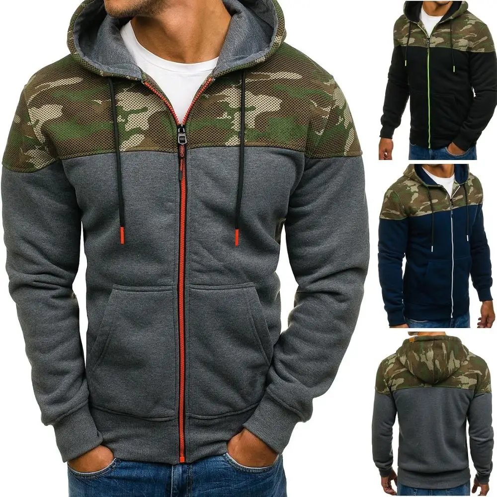 

Zogaa Men Sports Casual Wear Zipper Army Green Fashion Tide Jacquard Hoodies Fleece Jacket Fall Sweatshirts Autumn Winter Coat
