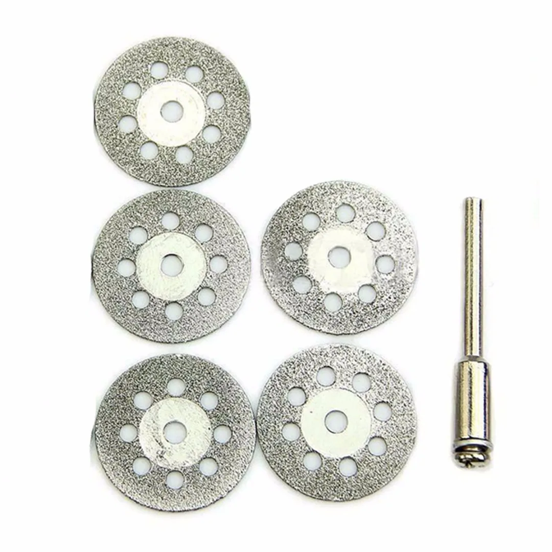 5pcs+1pcs  22mm Silver Diamond Cutting Disc Wheel Kit For Rotary Drill Tool Accessory