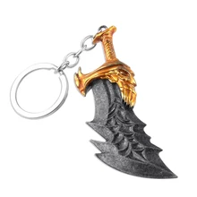 God Of War 4 Logo Keychains Kratos Axe Knife key chain OLYMPUS KRATOS Weapons Model For man God Of War 4 game Fan Jewelry god of war chains of olympus