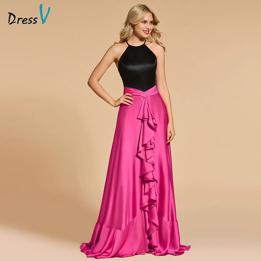 

Dressv evening dress scoop neck a line elegant sleeveless floor-length ruffles wedding party formal dress evening dresses