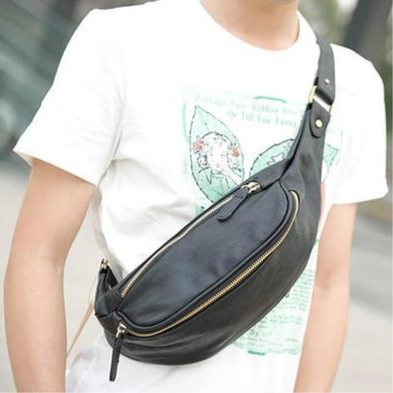 PACGOTH Vintage PU Leather Chest pack single shoulder strap crossbody