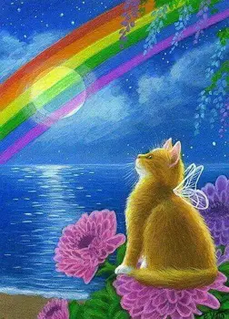 

Kitten and rainbow personalized custom diy diamond figure diamond rhinestone drill cross stitch gift