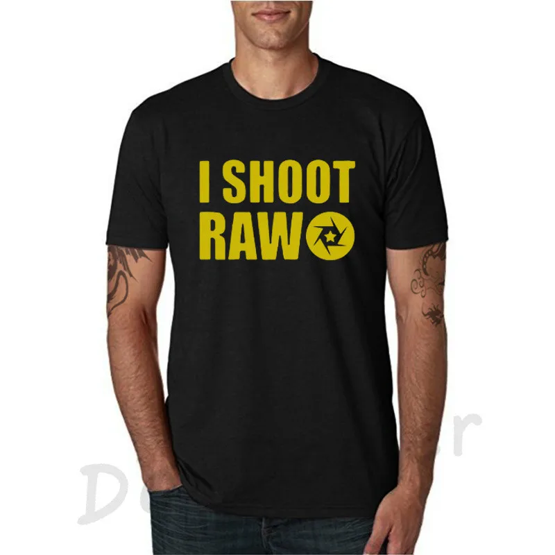 2019 Summer I Shoot Raw T Shirts Men Tops Photographer Shirt Casual Cotton Short Sleeve Photography T-shirt Funny Tee | Мужская одежда