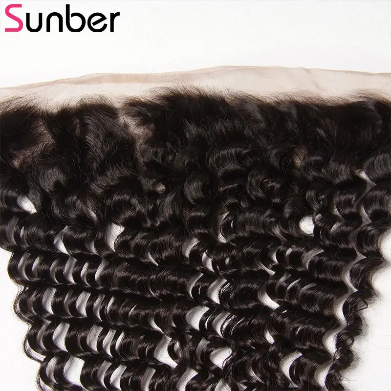 Sunber Hair Brazilian Deep Wave 10-20 Inch Free Part 13x4 Lace Frontal Remy Human Hair Extension Free Shipping