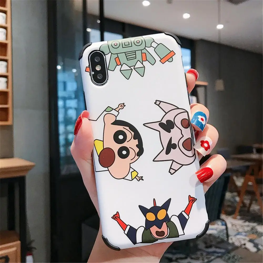 Для iphone 11 Pro Max Забавный мультяшный складной кронштейн Crayon Shinchan модный противоударный чехол для мобильного телефона iphone 6 6s 7 7plus 8 8plus X XR XS максимальный чехол