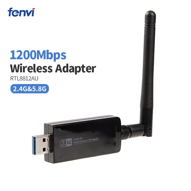 Беспроводной двухдиапазонный 1200 Мбит/с USB Wifi адаптер ключ RTL8812AU 802.11ac Wi-Fi USB 3,0 Антенна для настольного ПК ноутбука - Цвет: With antenna