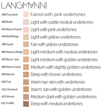 Langmanni 30ml Liquid Foundation Soft Matte Concealer 13 Colors Primer Base Professional Face Make up