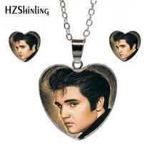Новое поступление года, ожерелье в виде сердца Элвиса Пресли, кулон ручной работы, рок музыка, певица, ювелирные изделия, серьги-гвоздики в форме сердца
