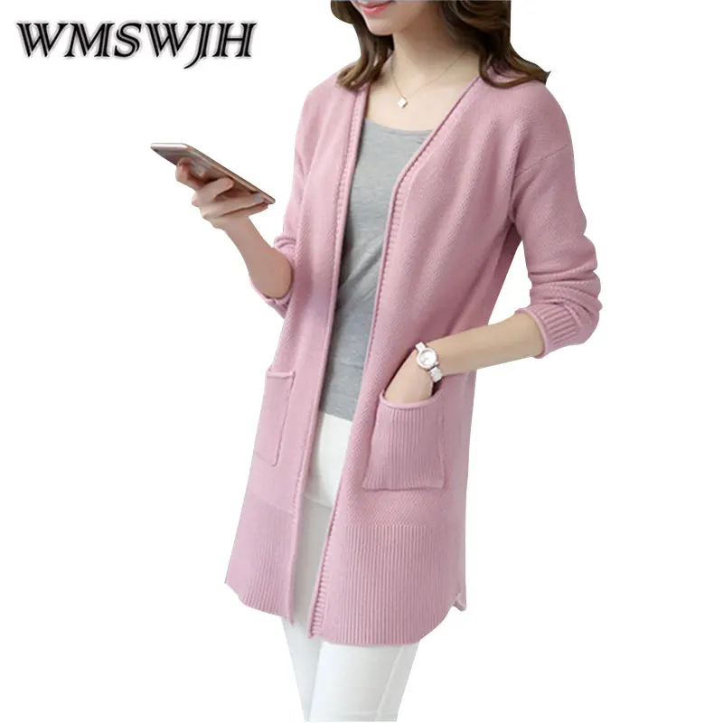 #^Special Price WMSWJH Autumn New Women's Knitted Sweater V-Neck Long-Sleeved Cardigan College Wind Coat Loose Fashion Knit Sweater WJH130