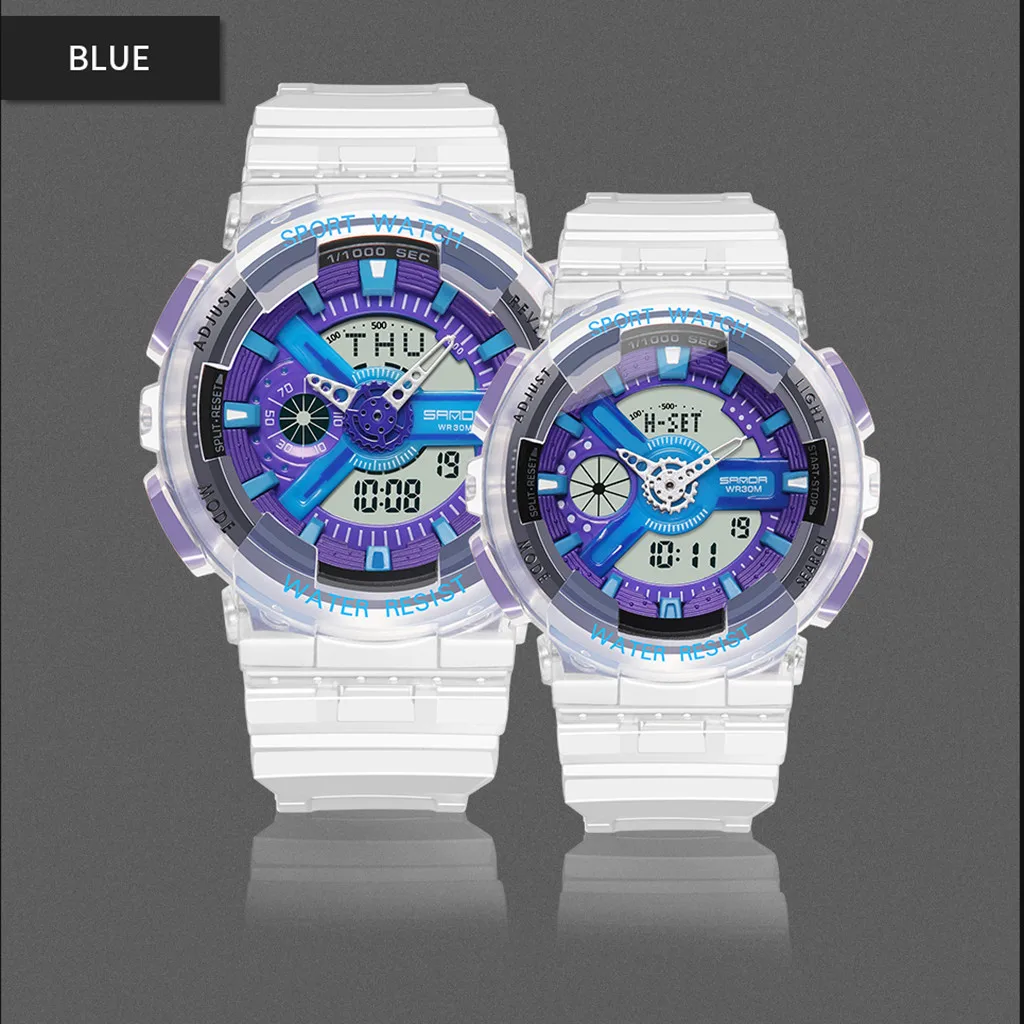 Модные водонепроницаемые спортивные часы с прозрачным ремешком, цифровые парные часы, женские спортивные часы, электронные цифровые часы, подарки