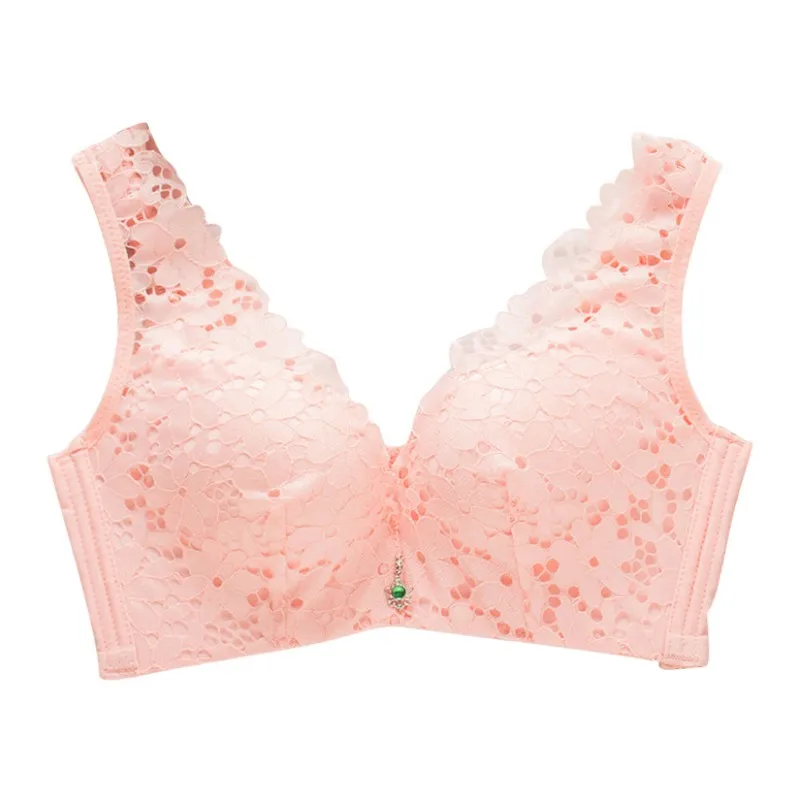 

Rhinestone Floral Lace Bra Women Sexy Lingerie Summer Tops Push Up Bra Seamless Wirefree Strappy Bra New Arrival 2018