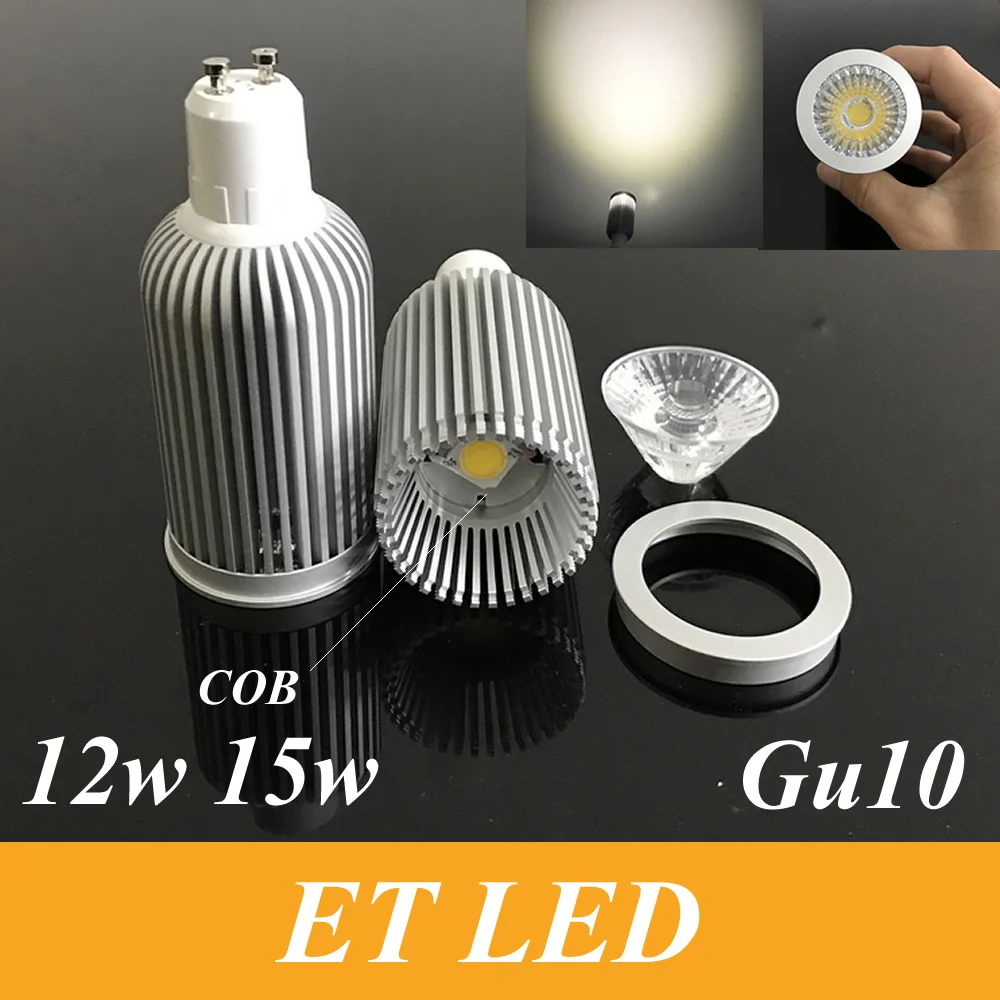 

Led Lights 12W 15W COB GU10 Dimmable LED Sport light Lamp High Power Bulb AC 90-260V Nature White 4000K Suit For Living Room CE