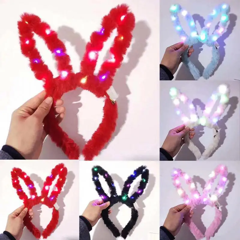 

Club Party Rabbit Ears LED Hair Hoop Flashing Glow Headband Crown Heart Light Up Hair Accessories Glow Party Supplies Suitable