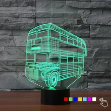 Творческий двухэтажных автобуса 3D иллюзия ночник красочные переменчивой атмосфере лампы как украшение дома для малышей Рождественский подарок