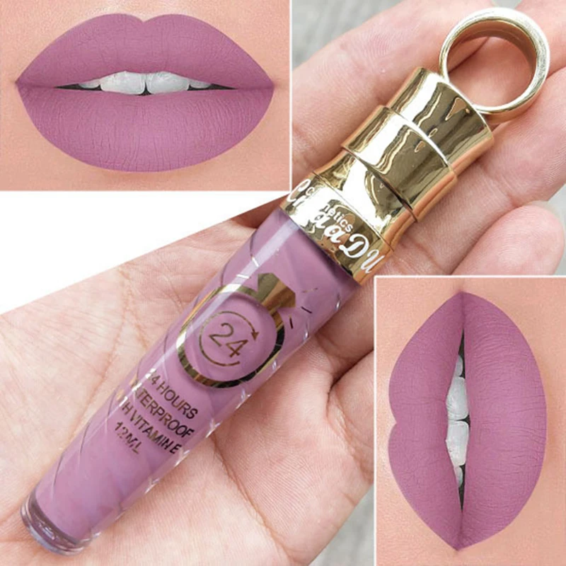 

12ml Matte Lipstick Long Lasting Waterproof Lip Stick Metallic Nude Red Mate Liquid Lipsticks 20 Color Lip Gloss
