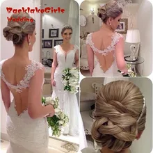 New Arrival Mermaid Dresses 2017 Sexy V neck Backless Lace Vestido De Noiva Custom Made High Quality Wedding Gowns