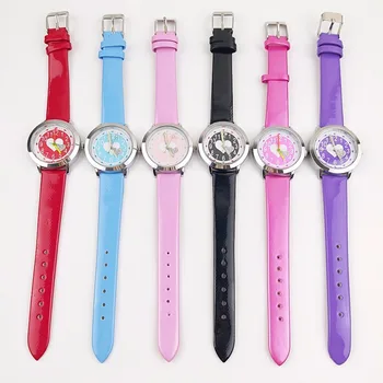 

100pcs/lot Wholesales Fashion Heart-shaped Design Kids Clock Time Party Watches Girls Small Leather WristWatches Relogio Female