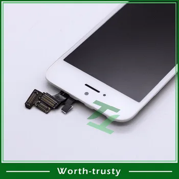 

50PCS No Dust Display Screen For iPhone 5 LCD with Touch Digitizer Assembly Black/White Pantalla Clone Replacement Free DHL