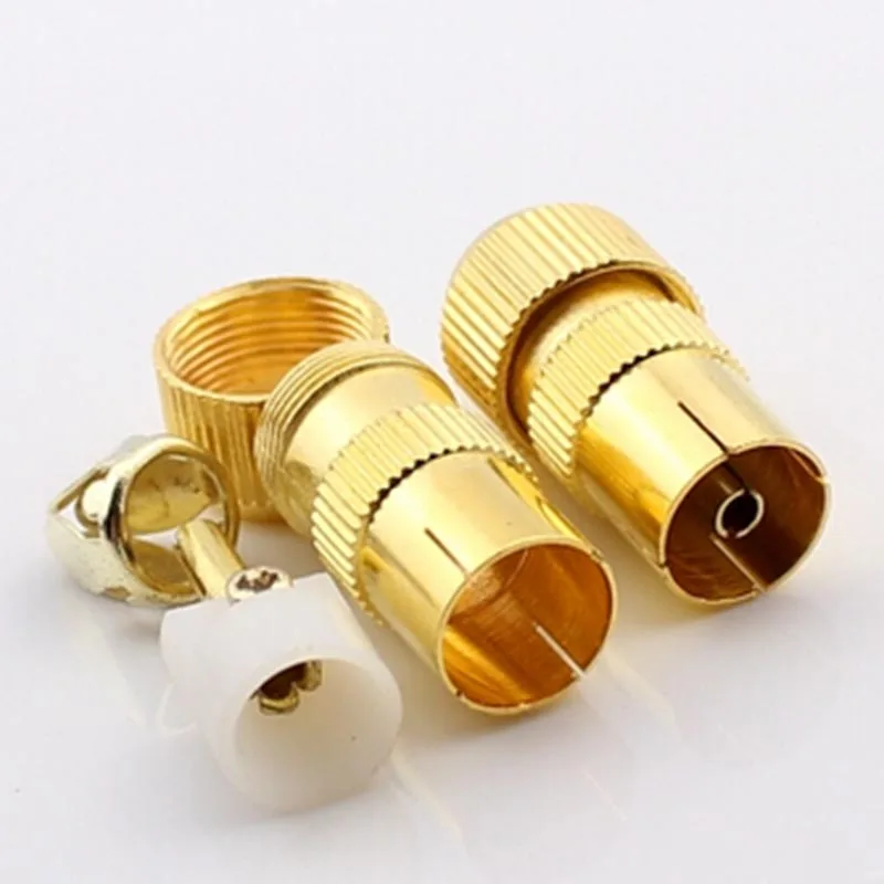 10pcs Gold-plated Cable TV CATV Connector AntennaTV Female DIY