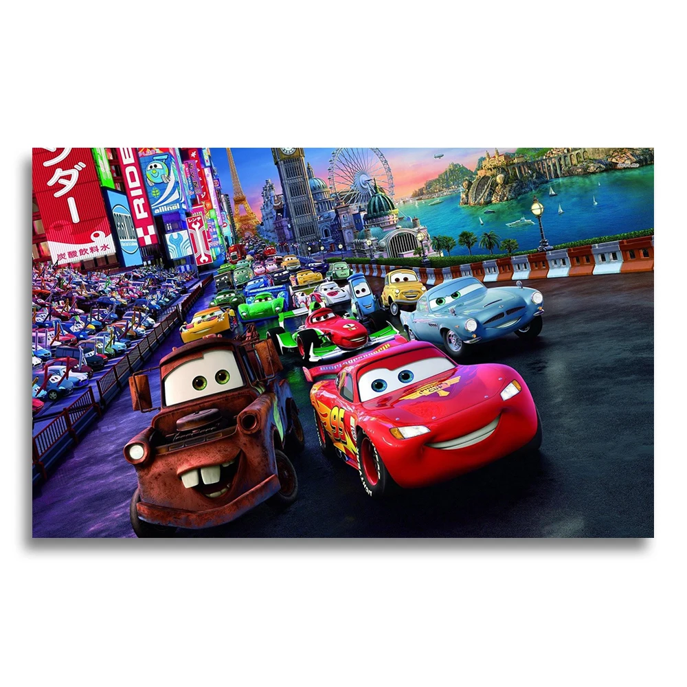 

Fashion Oil Painting cars 3 lightning mcqueen Home Decor On Canvas Modern Wall Art Canvas Print Poster On Canvas Wall Art