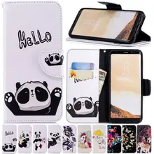 С изображением милой панды крышка чехол для samsung Galaxy S10E S10 S9 S8 A6 A7 A70 A8 j4 j6 плюс j2 Pro Note 9 8 кожаный чехол-бумажник с Fundas D07Z