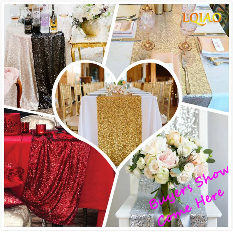 Wholesale 20pcs/lot Hight-end Champagne/Gold/Silver Sequin Table Runner- 12x108inch-fit 6ft or 8ft Rectangle Table Decoration