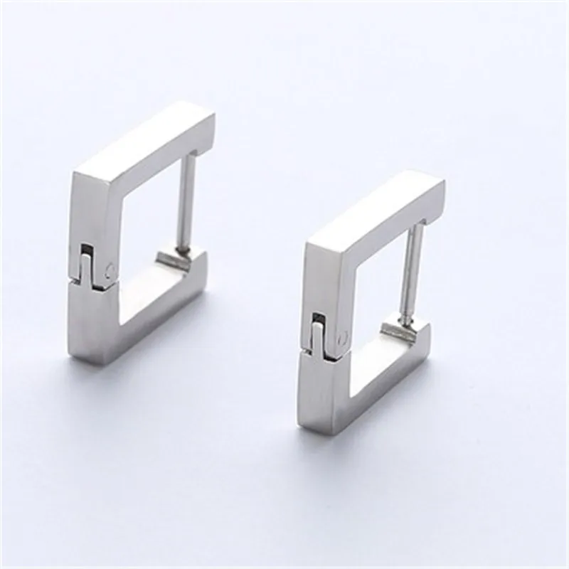 Fashion Gothic Triangle Square Unisex Punk Rock Stainless Steel Men Women Ear Stud Earrings Pierced Push-Back Ear Plug Buckle