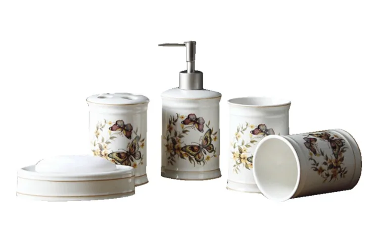 Набор чашек в скандинавском стиле, сантехника для ванной, набор керамических моек и цветов бабочки, набор из пяти предметов. LO88221