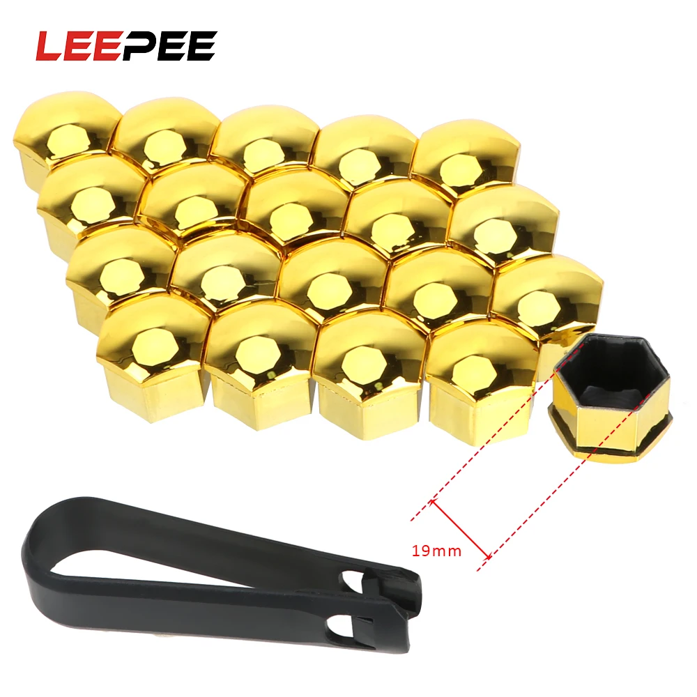 LEEPEE 20 Pieces 17mm/19mm Car Wheel Nut Caps Auto Hub Screw Cover Auto Trim Tyre Nut Bolt Protection Covers Caps