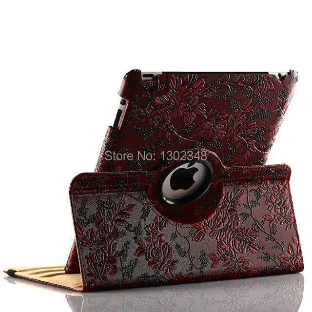 

360 Degree Rotating Grape Grain Pattern PU Leather Case For Apple iPad Mini iPad 2 3 4 iPad Air 5 Luxury Smart Cover Stand Flip