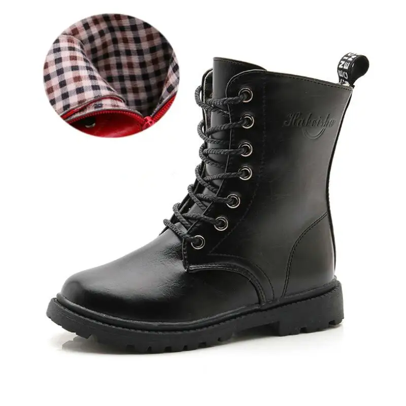 Boys Girls Waterproof Martin Boots - Children's Winter Boots Shoes with Snow Fur, Red Black - Ankle Boots for Kids, Females image 3