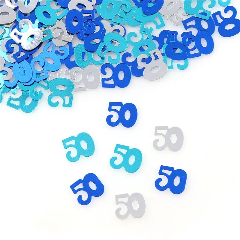 Смешанный номер 16 18 30 60 лет леди для мужчин посыпать конфетти металлик для декорации стола взрослых с днем рождения аксессуары 15 г - Цвет: 50 blue