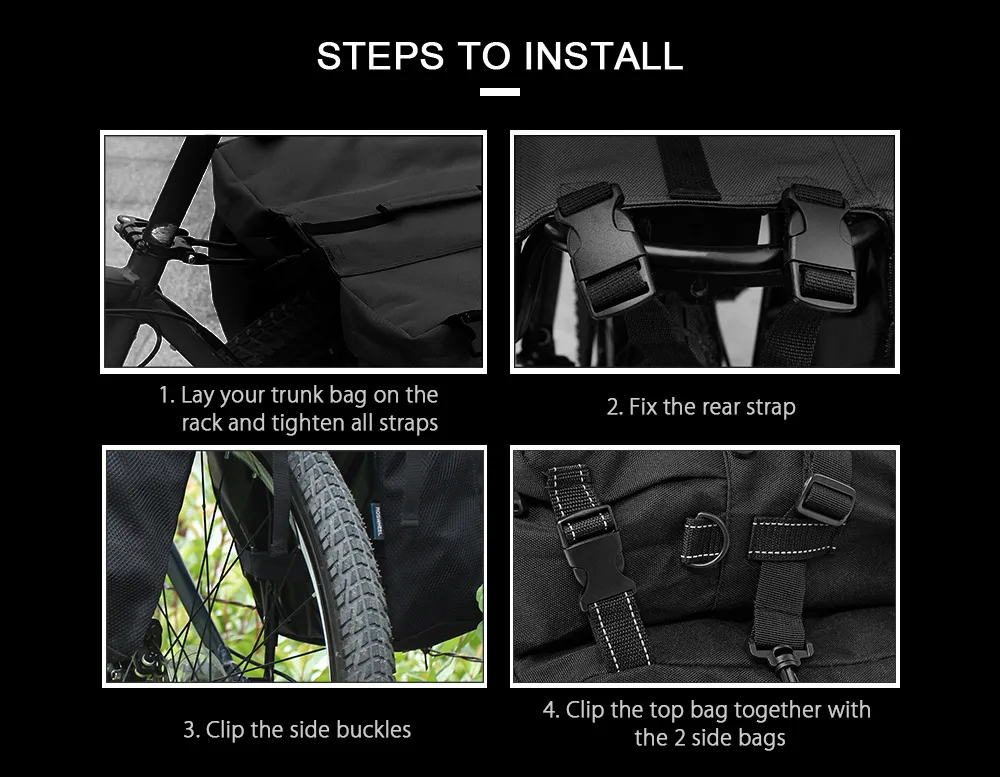 Cheap Roswheel Bike Carrier Bag Bicycle Panniers Bike 37L Durable Waterproof 3 In 1 Bicycle Rear Pannier Bike Bag 8