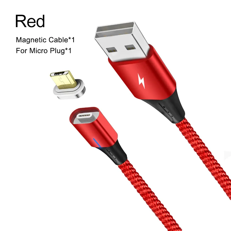 Магнитный кабель A.S 3A Micro usb type C 8Pin для быстрой зарядки телефона Micro usb type C Магнитный зарядный кабель USB для iPhone huawei Xiaomi - Цвет: Red for Micro USB