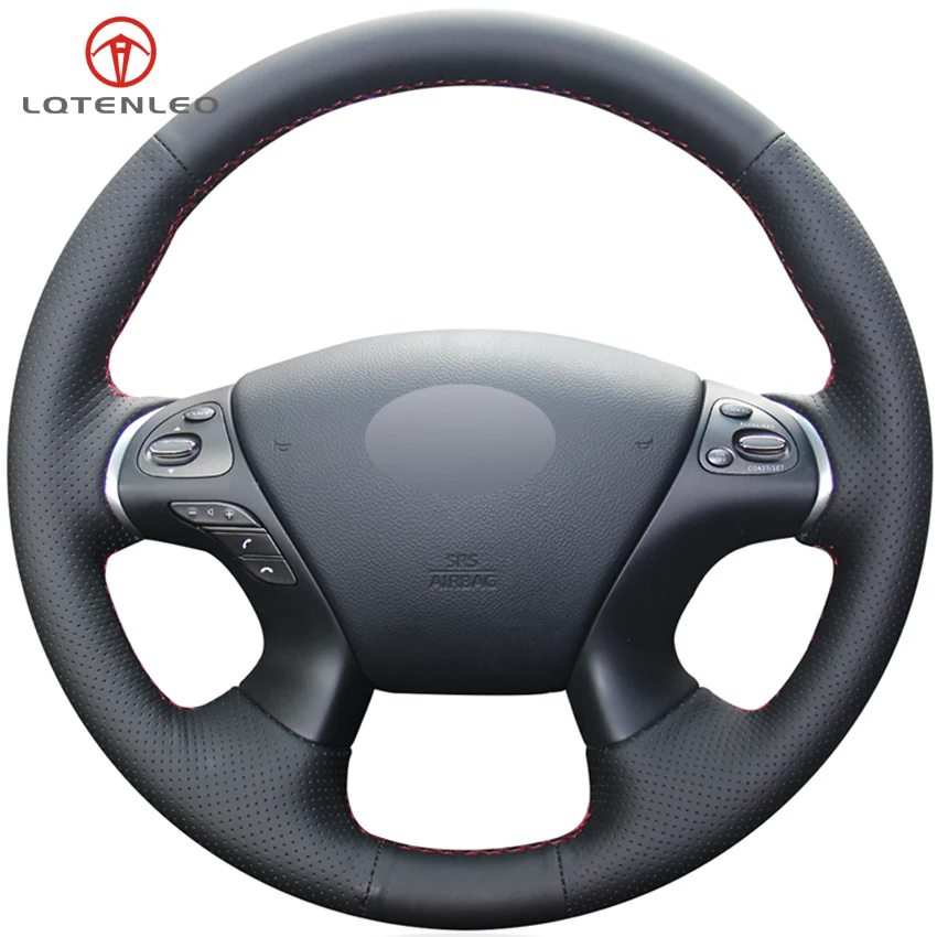 LQTENLEO Black Artificial Leather Car Steering Wheel Cover For Infiniti