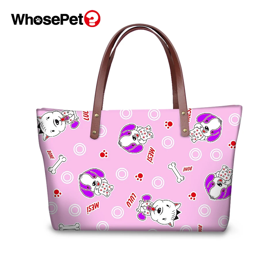 

WHOSEPET Women Totes Bags Kawaii Animal Prints Pattern Handbags Large Capacity Shoulder Bags Cartoon Dogs Women Cross Body Bags