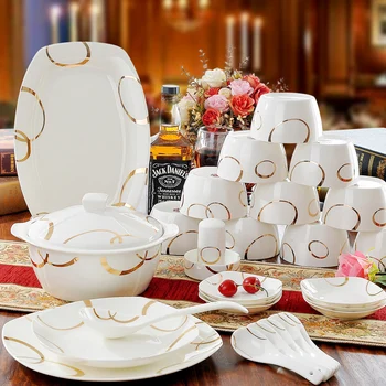 

Good quality ceramics dinnerware sets 56 pcs bone china tableware set porcelain tableware Korean style square plates dishes sets