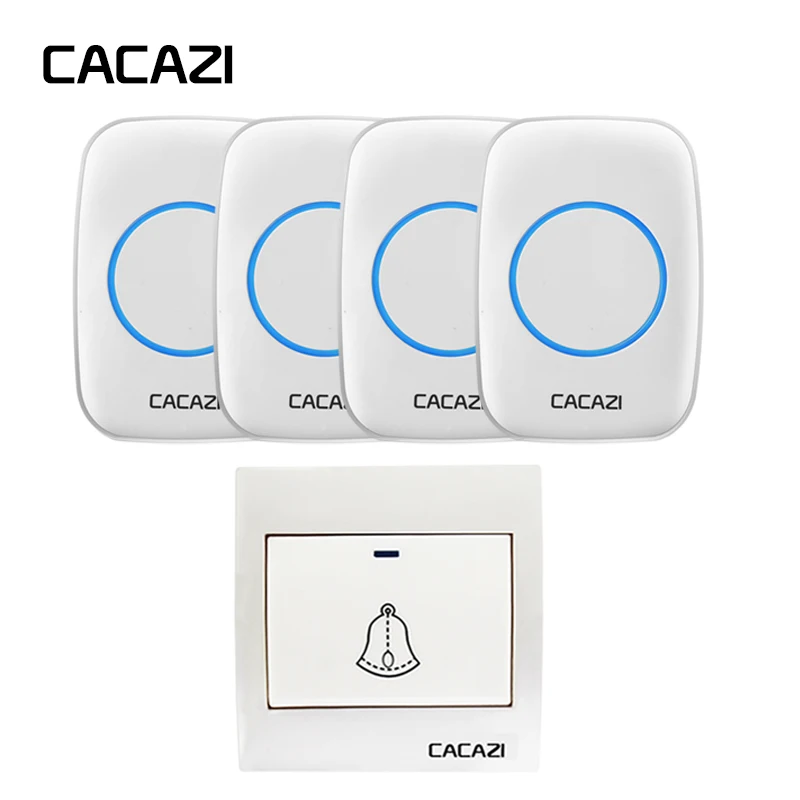 

CACAZI Smart Wireless Waterproof Doorbell LED Transmitter EU Plug 300M Remote Home Calling Bell Battery Button 36 Chime 4 Volume