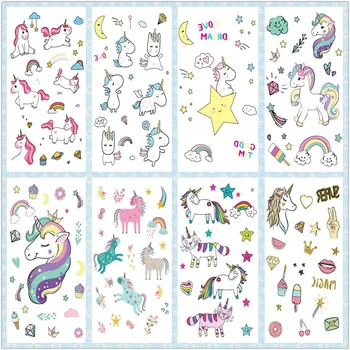 

Rocooart Cartoon Unicorn Tattoo For Kid Cute Fake Taty Children Tatouage Temporaire Body Art Waterproof Temporary Tattoo Sticker
