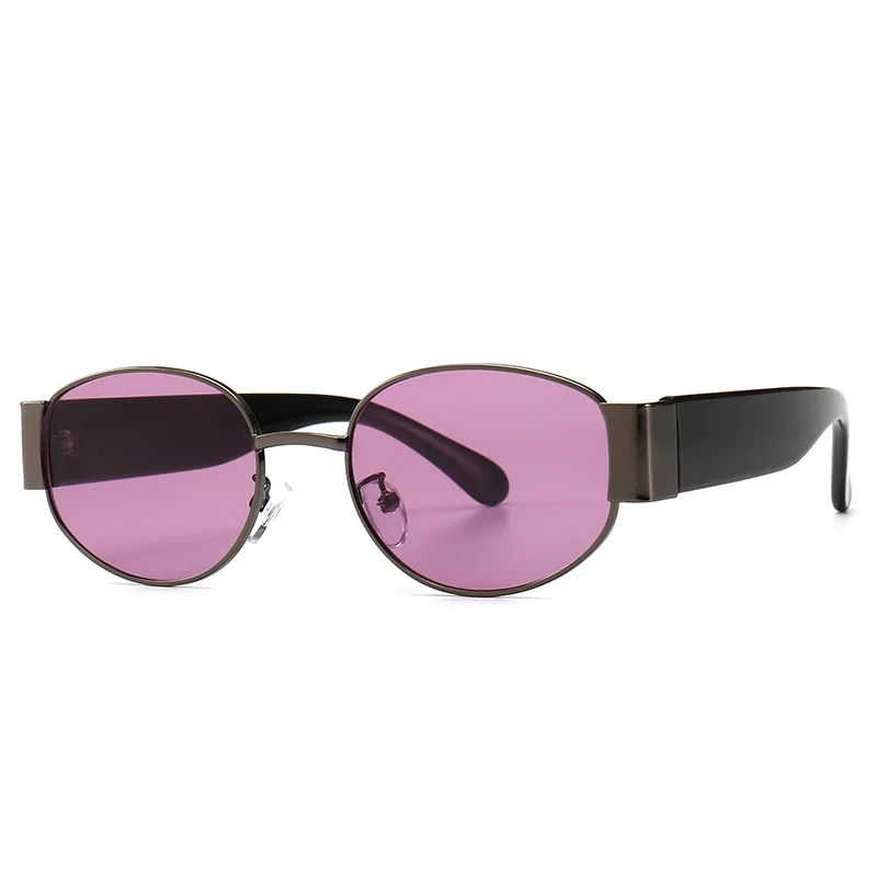 Модные женские стимпанк Металлические овальные солнцезащитные очки мужские брендовые дизайнерские круглые черные прозрачные винтажные мужские солнцезащитные очки UV400 - Цвет линз: 9