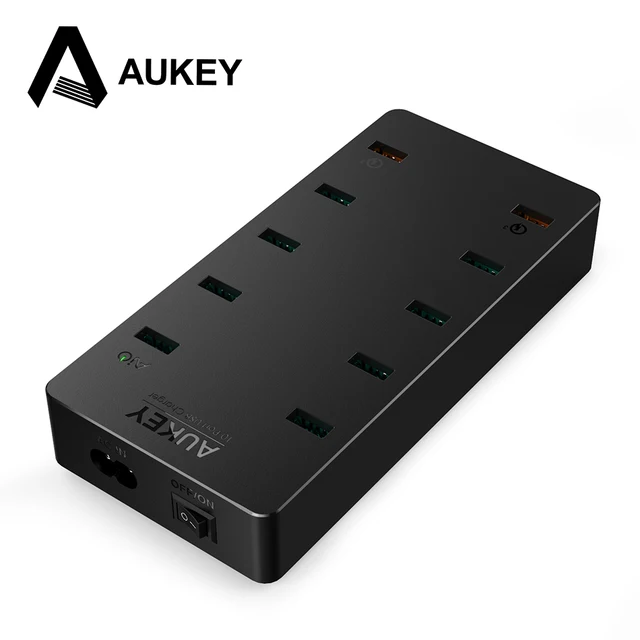 AUKEY USB Двойное Зарядное Устройство Быстрой Зарядки 3.0 Порта + 8 Порта USB для Xiaomi Galaxy S7/S6/Edge Nexus 6 P LG G5 iPhone iPad MP3 LG G5 & Больше