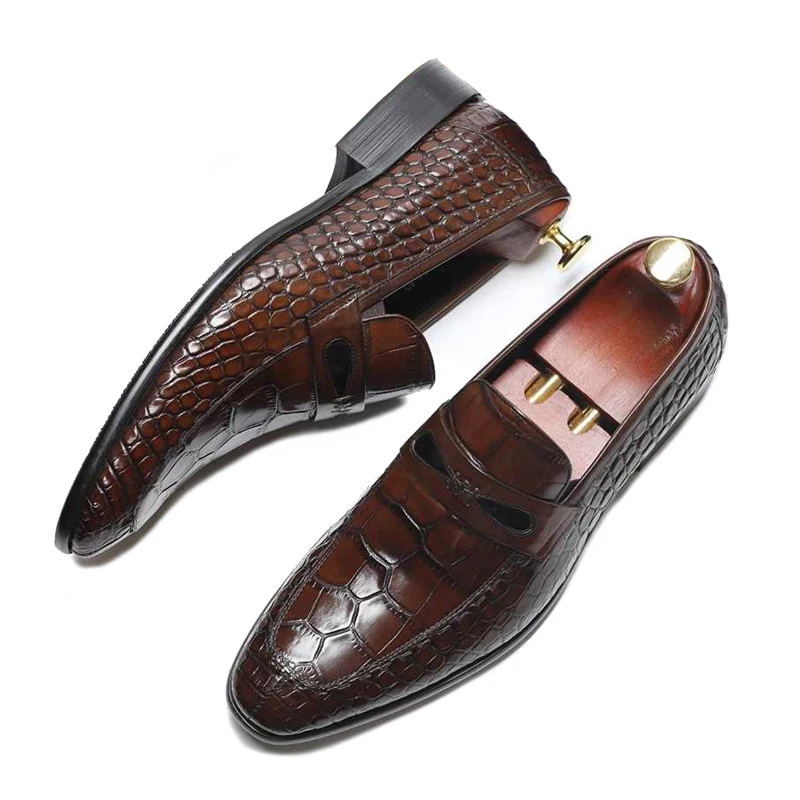 Britannique Occasionnels Cuir Luxe Ronde De Appartements Robe Véritable Ss268 Formelle Hauteur Mocassins marron Hommes Slip Chaussures Toe Noir Croissante On Homme Parti FxOw8xq0