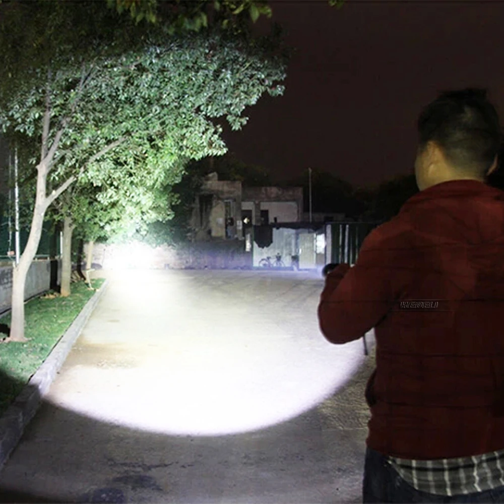 hunting 1 mode powerful led torch tactical flashlight xm l2 lanterna tatica xml t6 spotlight rechargeable waterproof worklight