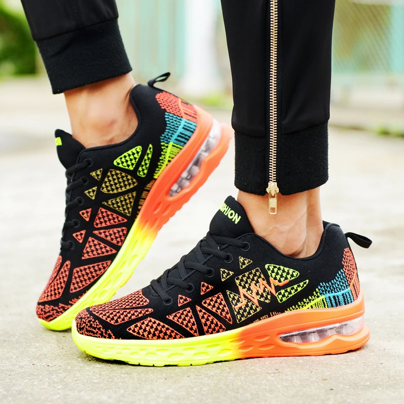 

Summer Sneakers Men Running Air Cushion Shoes Flying Weaving Mesh Shoes Women Breathable Unisex Trainers Shoes Sport Sneakers
