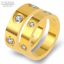 4mm 6mm anillo de amor clásico de acero de titanio anillo de cristal de circonia cúbica de lujo famosa marca anillo de boda para las mujeres de Color dorado amantes de la joyería